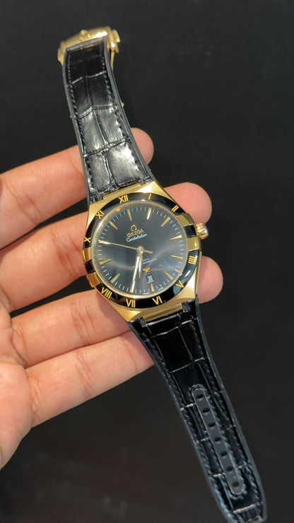 Omega Constellation | Gold Black Case | Black Strap | Black Plain Dial - twentyfour