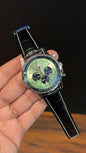 Brietling | Black Leather Strap | Black Chrono | Olive Green Dial