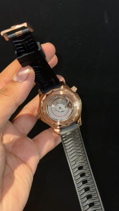 Omega Seamaster | Rose Red Bezel | Black Strap | Black Plain Dial - twentyfour