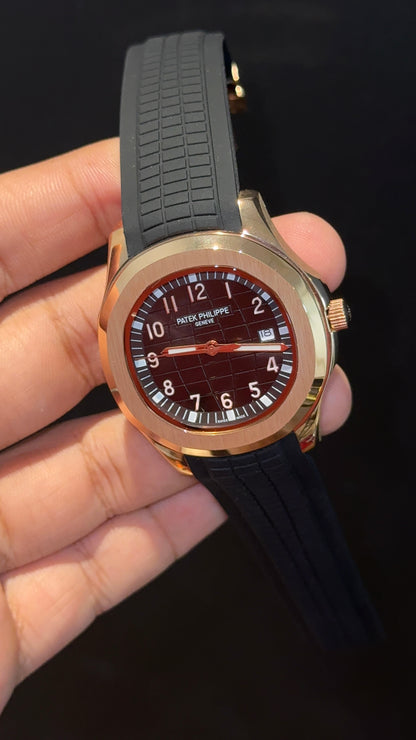 Pp Auto | Aquanaut | Black Strap | Rose Black Strap