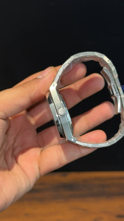 AP Auto | Silver Chain | Pendulum | Sunburst Pattern | Blue Dial