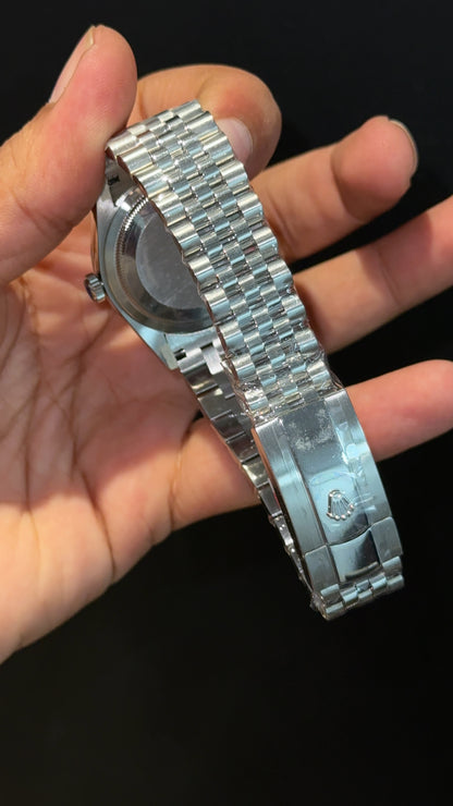Premium Datejust | 36mm | Silver Chain | Silver Pinkish Roman Dial
