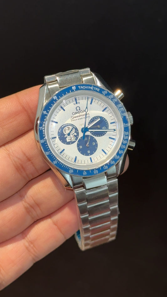 Omega Speedmaster | Silver Chain | Blue Snoopy | White Dial