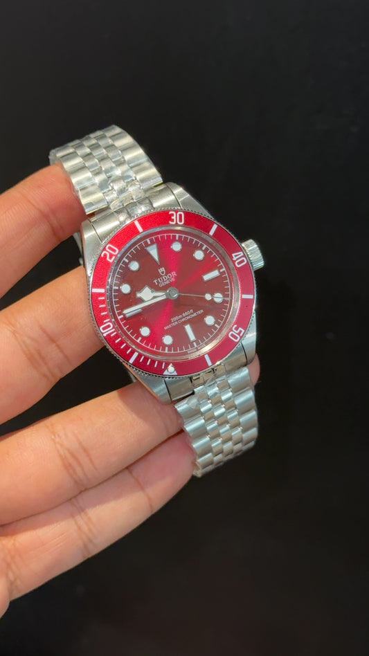 Tudor Black Day | Silver Chain | Burgundy Dial