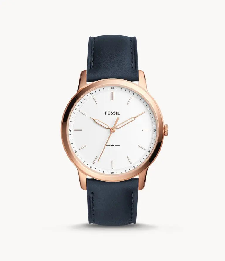 Fossil Men’s Quartz Blue Leather Strap White Dial 44mm FS5371 - twentyfour