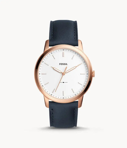 Fossil Men’s Quartz Blue Leather Strap White Dial 44mm FS5371 - twentyfour
