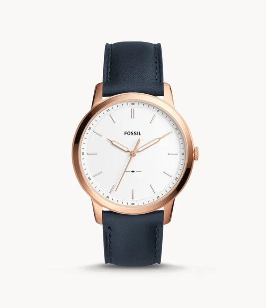 Fossil Men’s Quartz Blue Leather Strap White Dial 44mm FS5371