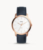 Fossil Men’s Quartz Blue Leather Strap White Dial 44mm FS5371 - twentyfour