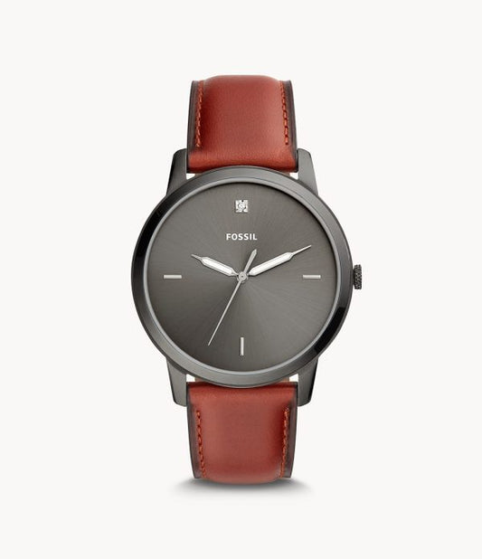 Fossil Men’s Quartz Leather Strap Grey Dial 42mm FS5479 - twentyfour