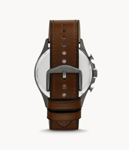 Fossil Men’s Chronograph Quartz Leather Strap Gray Dial 46mm FS5815 - twentyfour