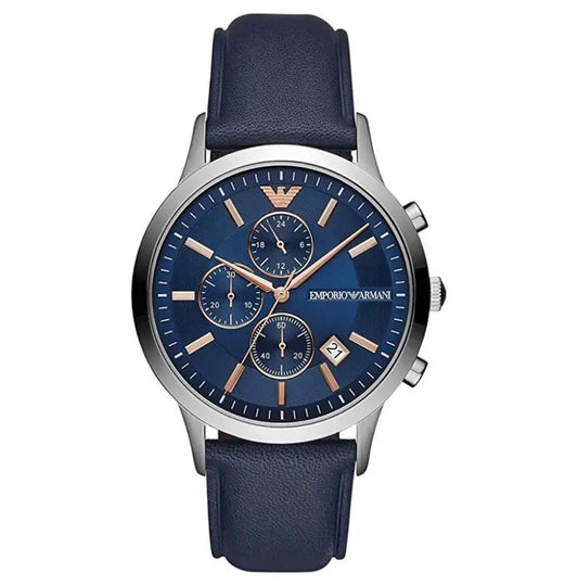 Emporio Armani | Men’s Quartz Chronograph Leather strap Blue Dial 43mm AR 11216