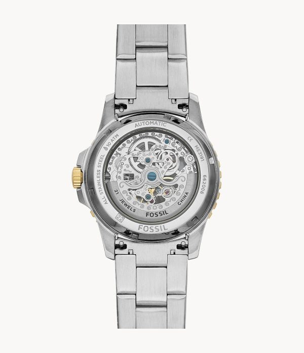 Fossil Men’s Automatic Two-tone Stainless Steel Blue Dial 42mm ME3191