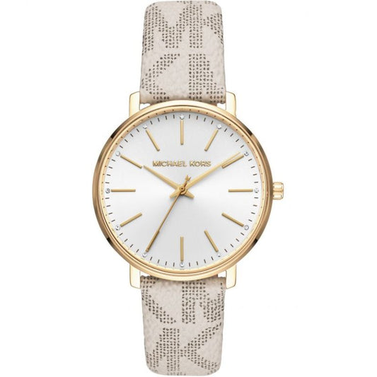Michael Kors Women’s Quartz White Leather Strap White Dial 38mm Watch MK-2858