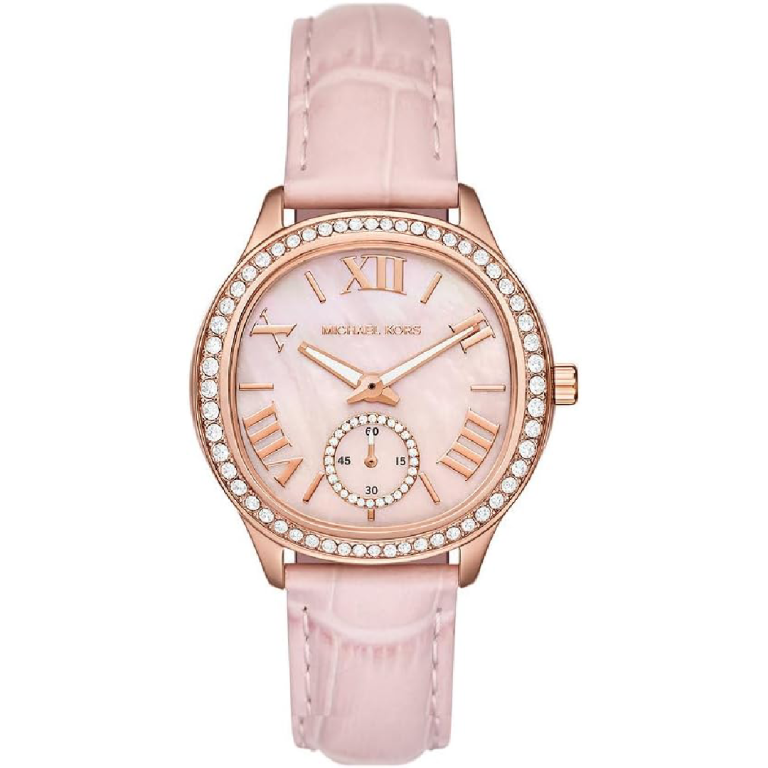 Michael Kors Women’s | Pink Leather Strap Mother Of Pearl Dial 38mm MK4820