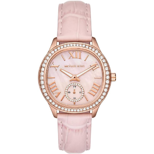 Michael Kors Women’s | Pink Leather Strap Mother Of Pearl Dial 38mm MK4820