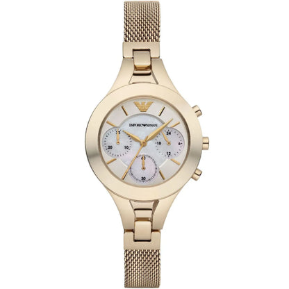 Emporio Armani Women’s Quartz Gold Stainless Steel Mother of Pearl Dial 34mm Watch AR 7390