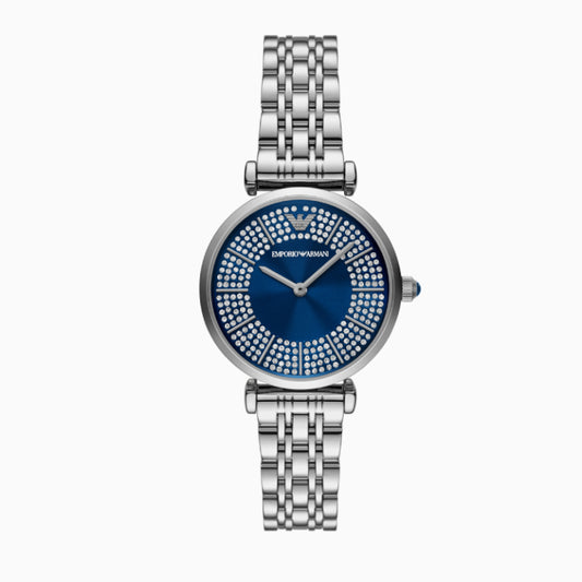 Emporio Armani Women’s Quartz Silver Stainless Steel Blue Dial 32mm Watch AR11627