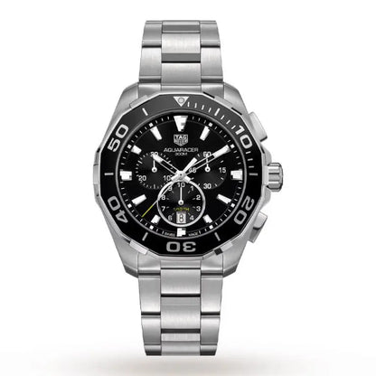 Tag Heuer Men’s Aquaracer Quartz Swiss Made Silver Stainless Steel Black Dial 43mm Watch CAY111A.BA0927 - twentyfour