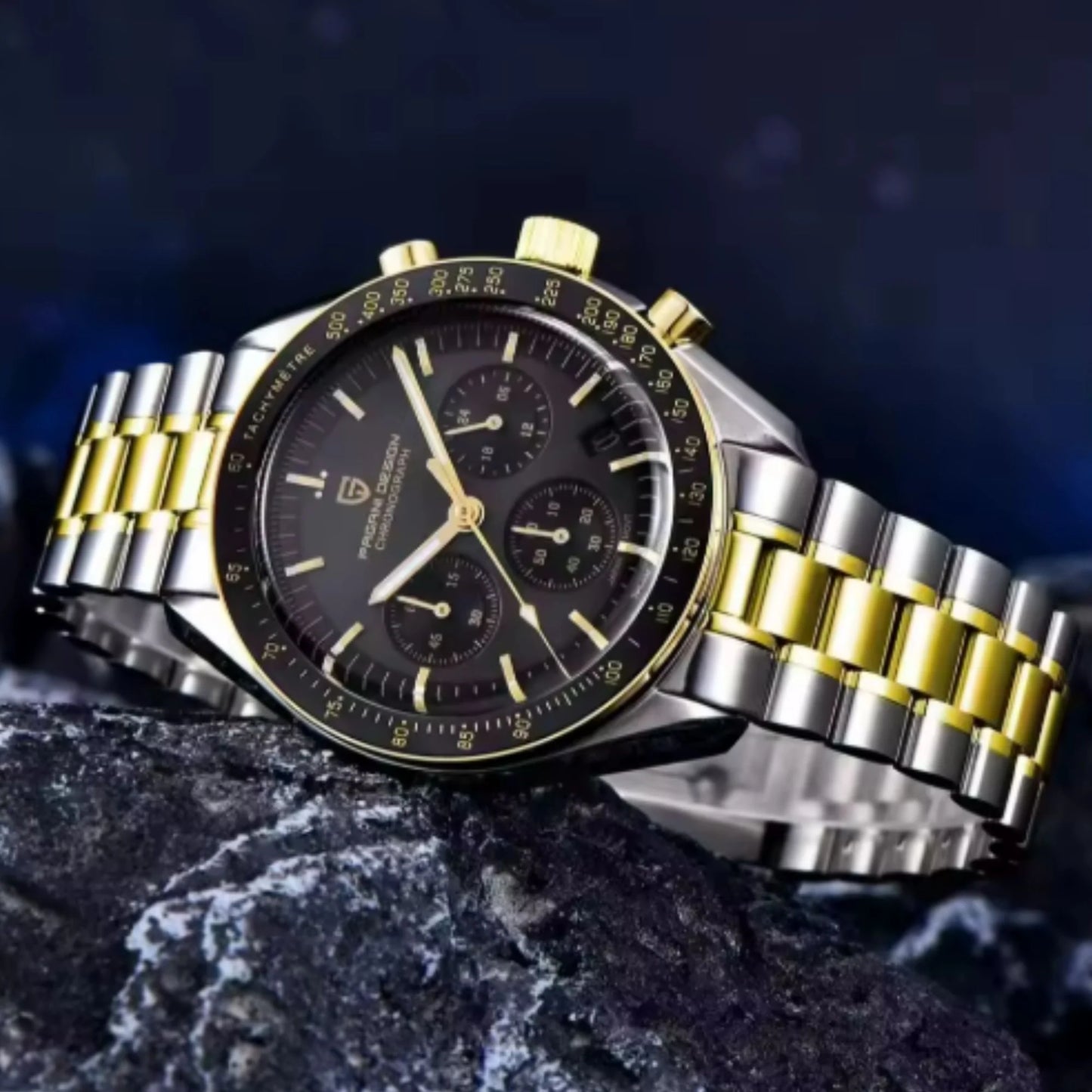 Pagani Design PD-1701 | Speedmaster Chain | Two tone  Gold Digit