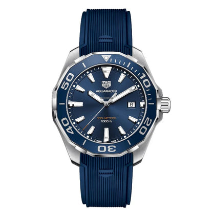 Tag Heuer Aquaracer Men’s Quartz Swiss Made Blue Silicone Strap Blue Dial 43mm | WAY101C.FT6153