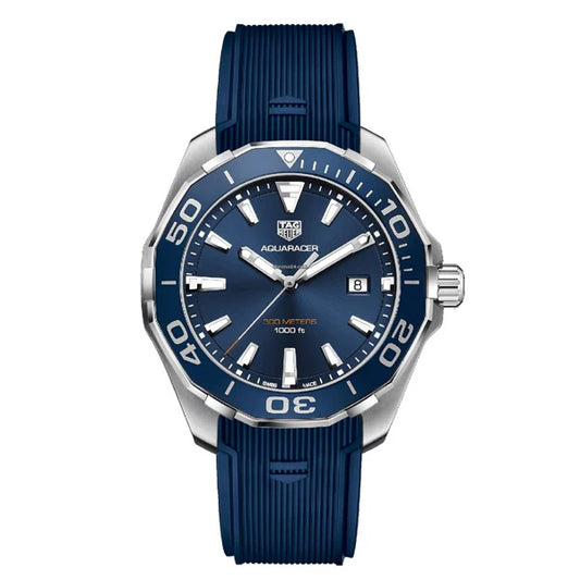Tag Heuer Aquaracer Men’s Quartz Swiss Made Blue Silicone Strap Blue Dial 43mm | WAY101C.FT6153