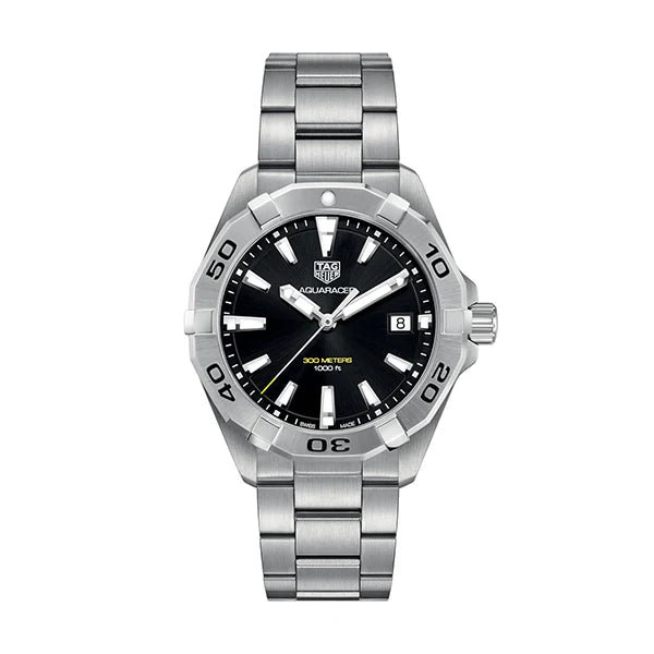 Tag Heuer Aquaracer Men’s Quartz Swiss Made Silver Stainless Steel Black Dial 41mm | WBD1110.BA0928