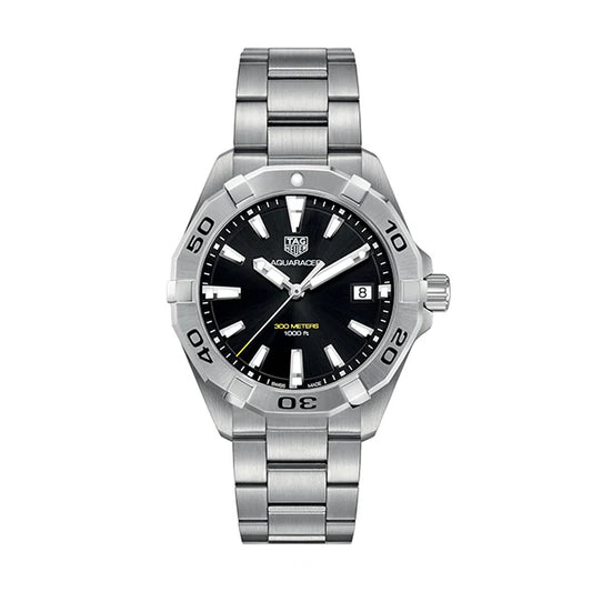 Tag Heuer Aquaracer Men’s Quartz Swiss Made Silver Stainless Steel Black Dial 41mm | WBD1110.BA0928