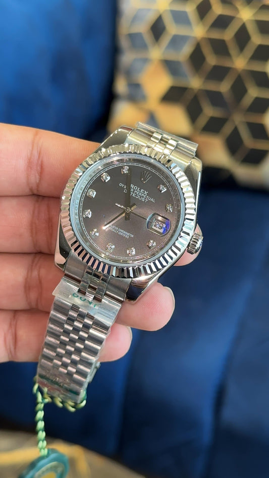 Datejust | Silver Chain | Grey Diamond Dial