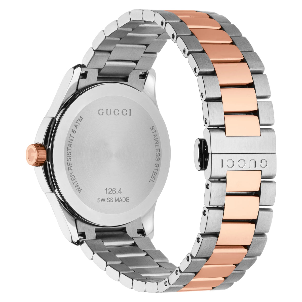 Gucci Women’s Swiss Made Quartz Two-tone Stainless Steel Silver Dial 38mm Watch YA126447