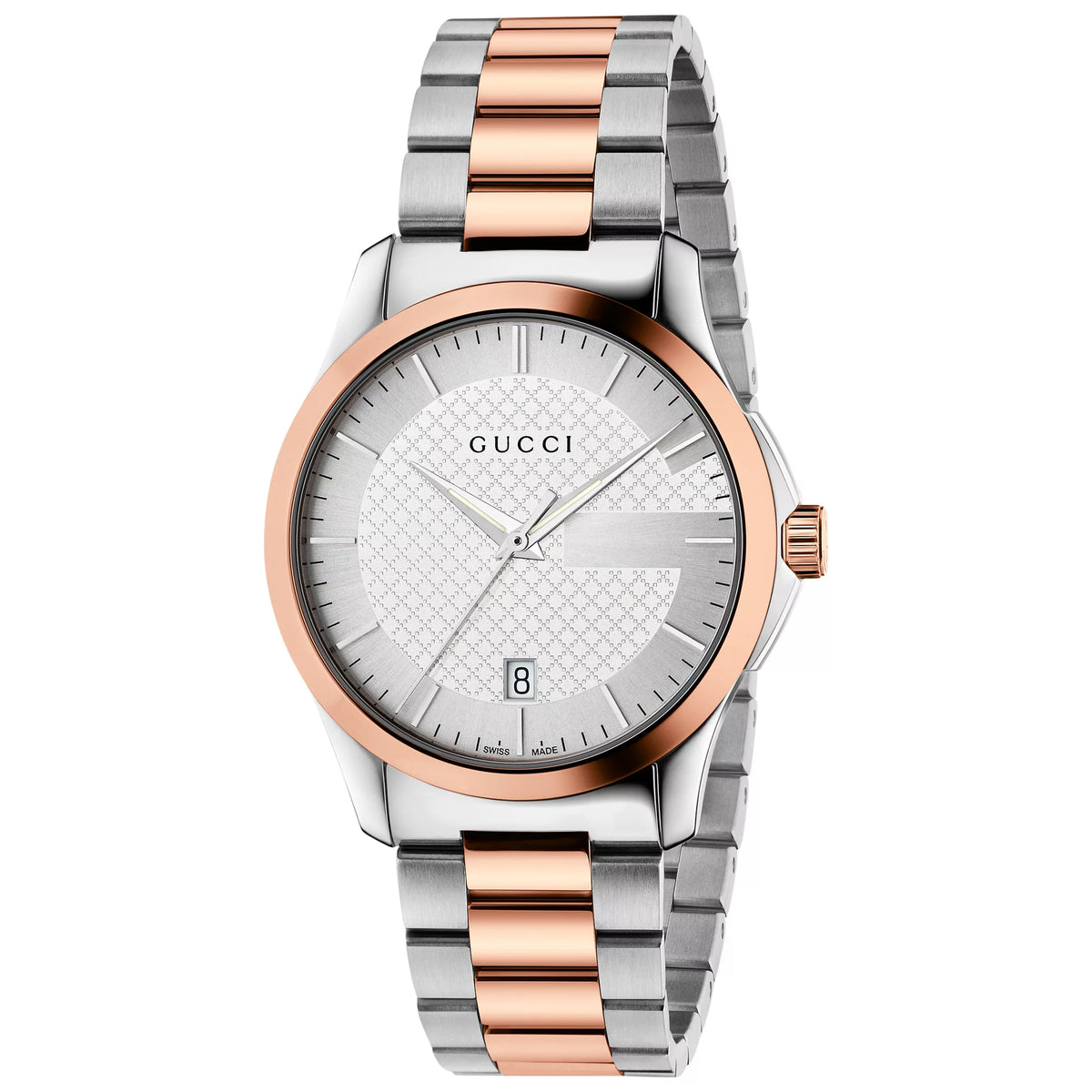 Gucci Women’s Swiss Made Quartz Two-tone Stainless Steel Silver Dial 38mm Watch YA126447