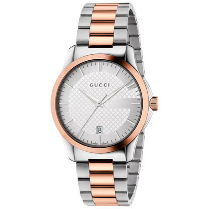Gucci Women’s Swiss Made Quartz Two-tone Stainless Steel Silver Dial 38mm Watch YA126447
