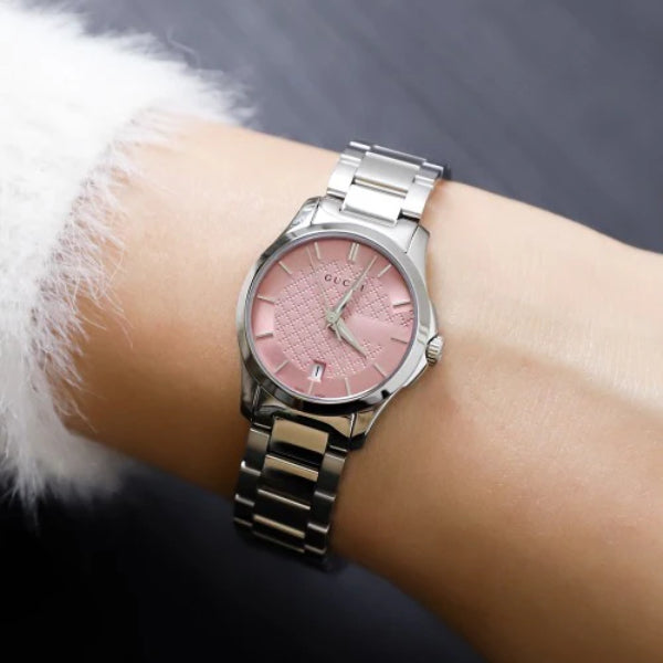 Gucci Men’s | Quartz Stainless Steel Pink Dial 27mm YA126524