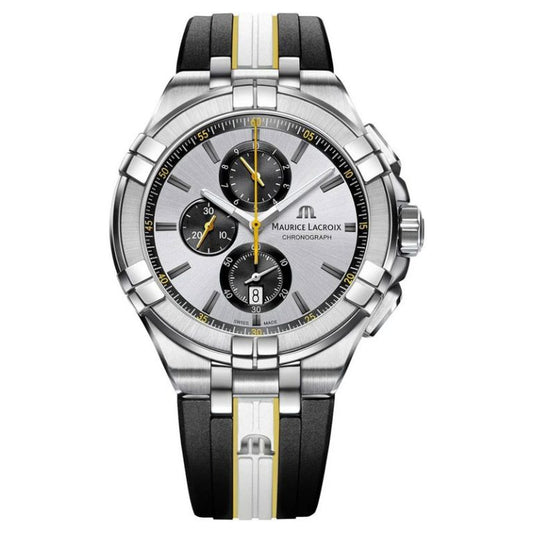Maurice Lacroix Men’s Quartz Swiss Made Multi Color Silicone Strap Silver Dial 44mm Watch AI1018-TT030-130-K - twentyfour
