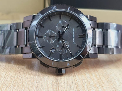 Burberry Men’s  Black Stainless Steel Dark Grey Dial 42mm Watch BU9381