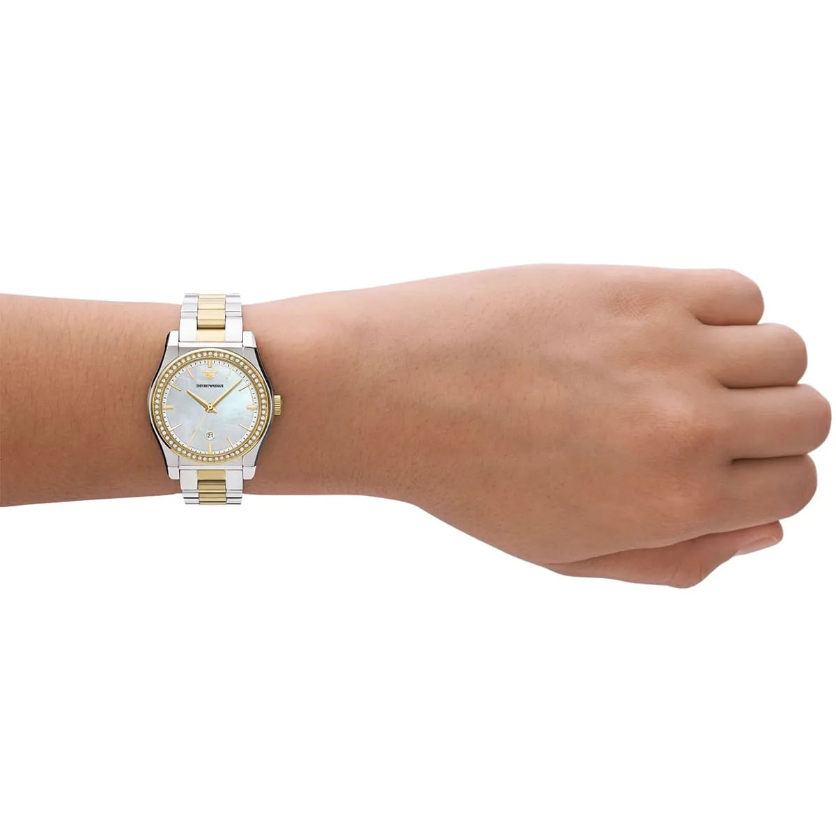 Emporio Armani Women’s Quartz Two-Tone Stainless Steel Mother Of Pearl Dial 32mm Watch AR 11559