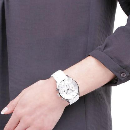 Emporio Armani Women’s | Chronograph Quartz White Silicone & Stainless Steel Chain White Dial 39mm AR5867