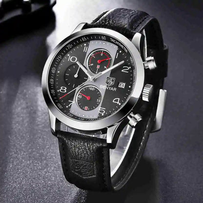 Benyar BY-5133 | Black Leather Strap Men’s Watch
