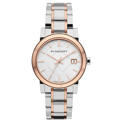 Burberry Women’s |  Stainless Steel Two Tone Silver Dial 34mm BU9105