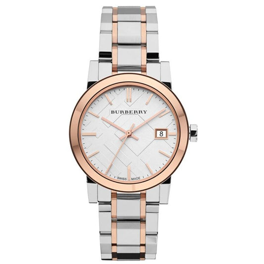 Burberry Women’s |  Stainless Steel Two Tone Silver Dial 34mm BU9105