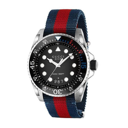 Gucci Men’s | Quartz Nylon Strap Black Dial 45mm Watch YA136210