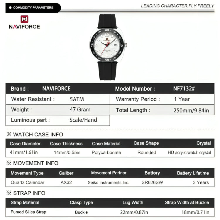 Naviforce NF-7132 Textured Dial Sport Watch