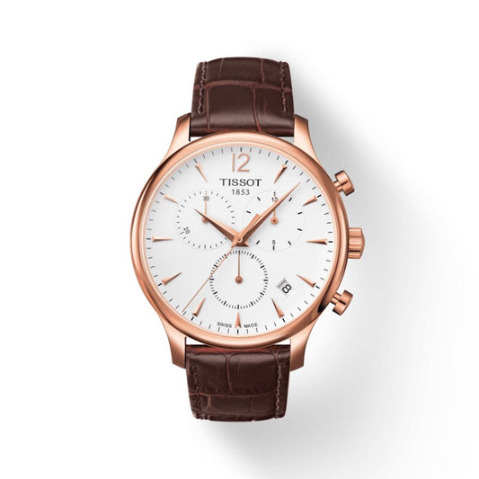 TISSOT Men’s Quartz Swiss Made Brown Leather Strap White Dial 42mm Watch T063.617.36.037.00