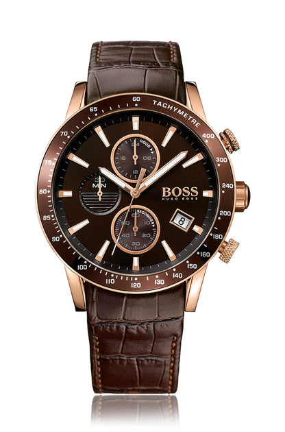 Hugo BOSS Men’s Chronograph Quartz Leather Strap Brown Dial 44mm 1513392