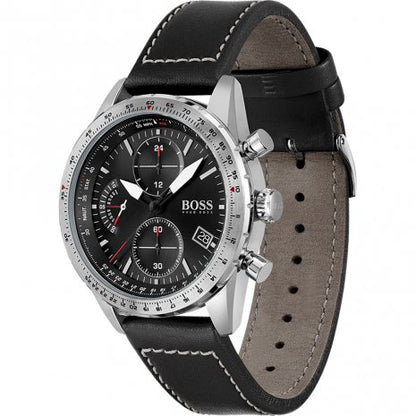 Hugo Boss Men’s Quartz Leather Strap Black Dial 44mm 1513853