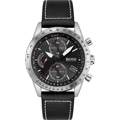 Hugo Boss Men’s Quartz Leather Strap Black Dial 44mm 1513853