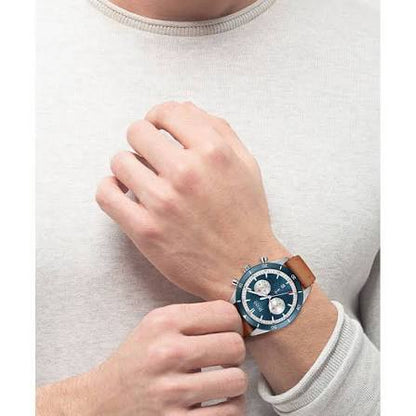 Hugo Boss Men’s Quartz Lather Strap Blue Dial 44mm Watch 1513860