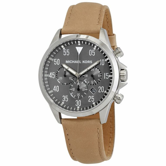 Michael Kors Men’s | Chronograph Quartz Leather Strap Grey | Dial 45mm Watch MK 8616