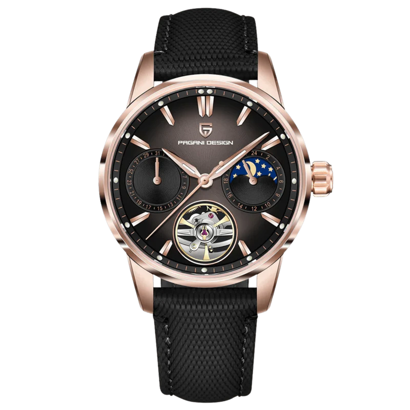 Pagani Design PD-YS021 | Rose Gold Black Strap