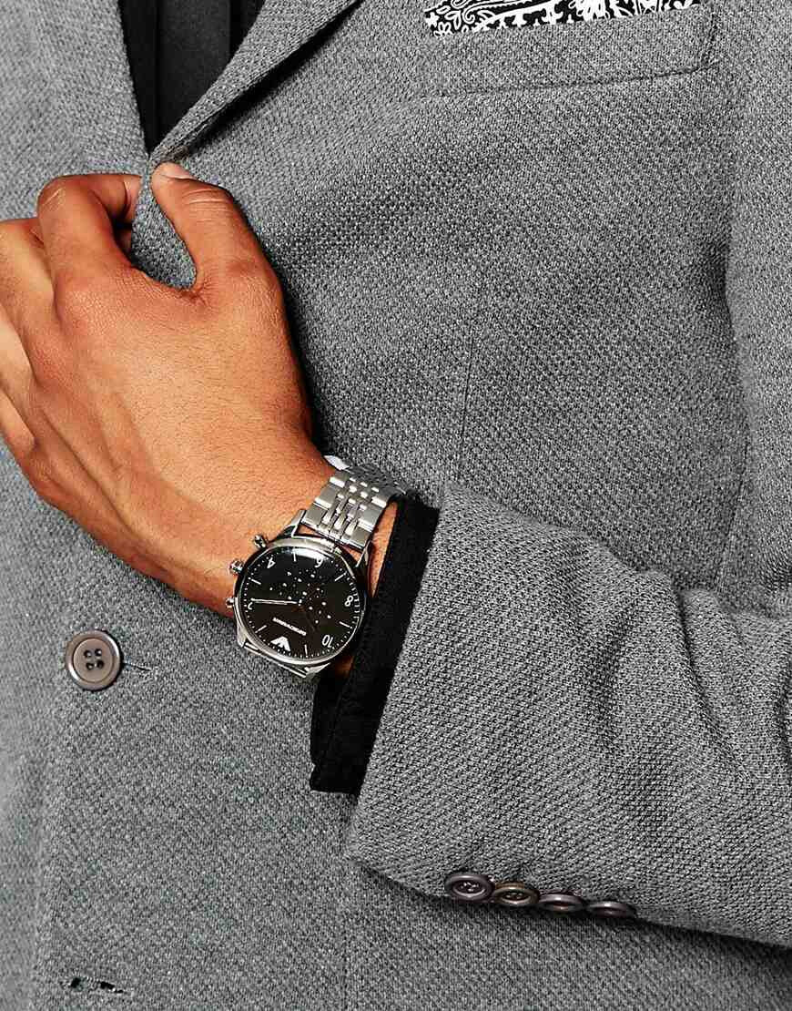 Emporio Armani Men’s Quartz Stainless Steel Black Dial 43mm Watch AR 1863