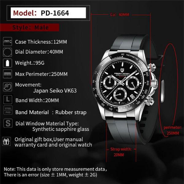 Pagani Design Daytona Black Dial PD 1664